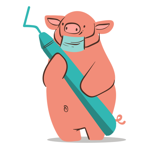 Personagem porco dentista
