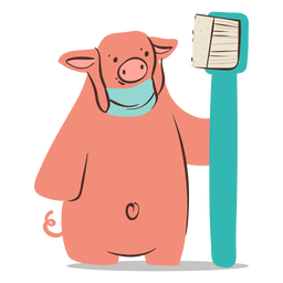 Carácter de cepillo de dientes de cerdo dentista Diseño PNG