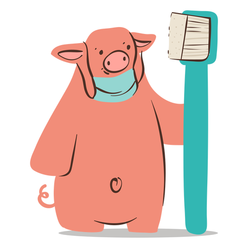 Personagem de escova de dentes de porco de dentista Desenho PNG