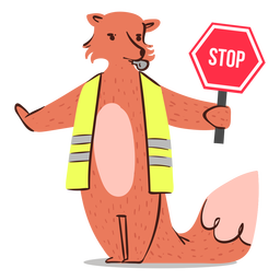Fox traffic officer stop character PNG Design