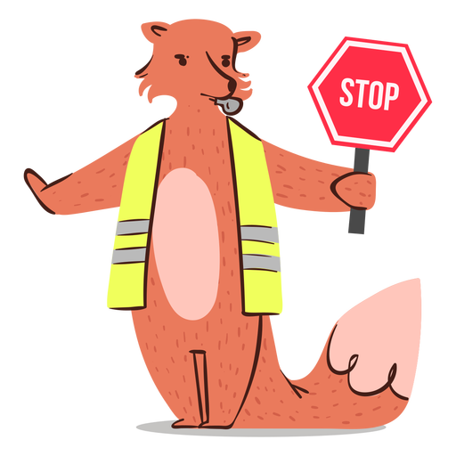Fox Verkehrsoffizier Stop Charakter PNG-Design