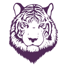 Dibujado a mano cabeza de tigre frontal Transparent PNG