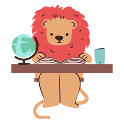 Lion studying character PNG Design Transparent PNG