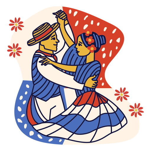 Doodle de pareja de merengue rep?blica dominicana Diseño PNG
