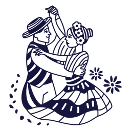 Monochromes Gekritzel des dominikanischen Merengue-Paares PNG-Design