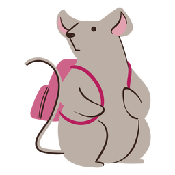 Mochila de ratón personaje de estudio. Diseño PNG