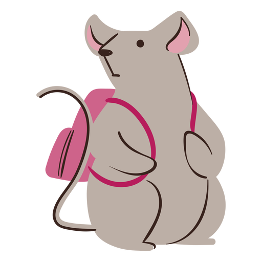 Personagem de estudo de mochila de rato