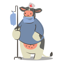 Nurse cow character PNG Design