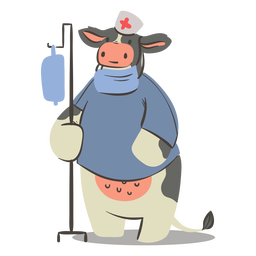 Personagem vaca enfermeira Desenho PNG