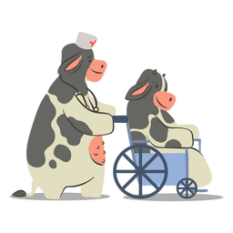 Nurse cow wheelchair character PNG Design