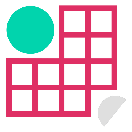 Rectangle grid circles logo