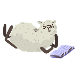 Sheep reading character PNG Design