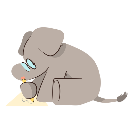 Studying elephant character PNG Design