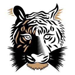 Cabeça de tigre duotônica Desenho PNG