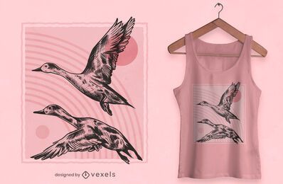 Diseño de camiseta de patos dibujados a mano