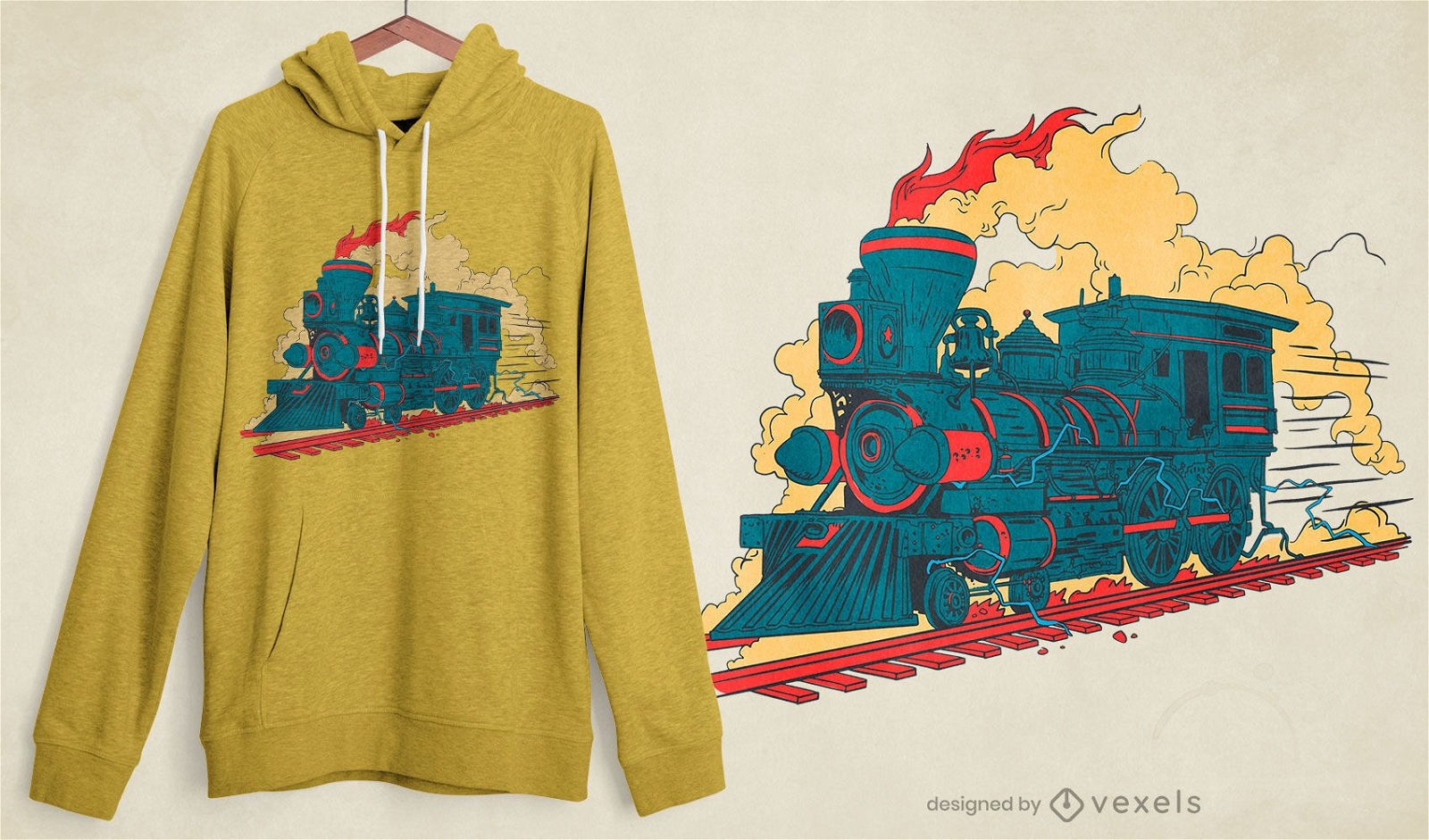 Diseño de camiseta de tren de vapor.