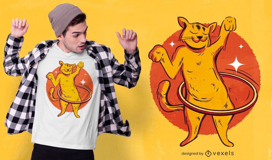 Diseño de camiseta de gato hula hoop Diseño de camiseta de gato hula hoop