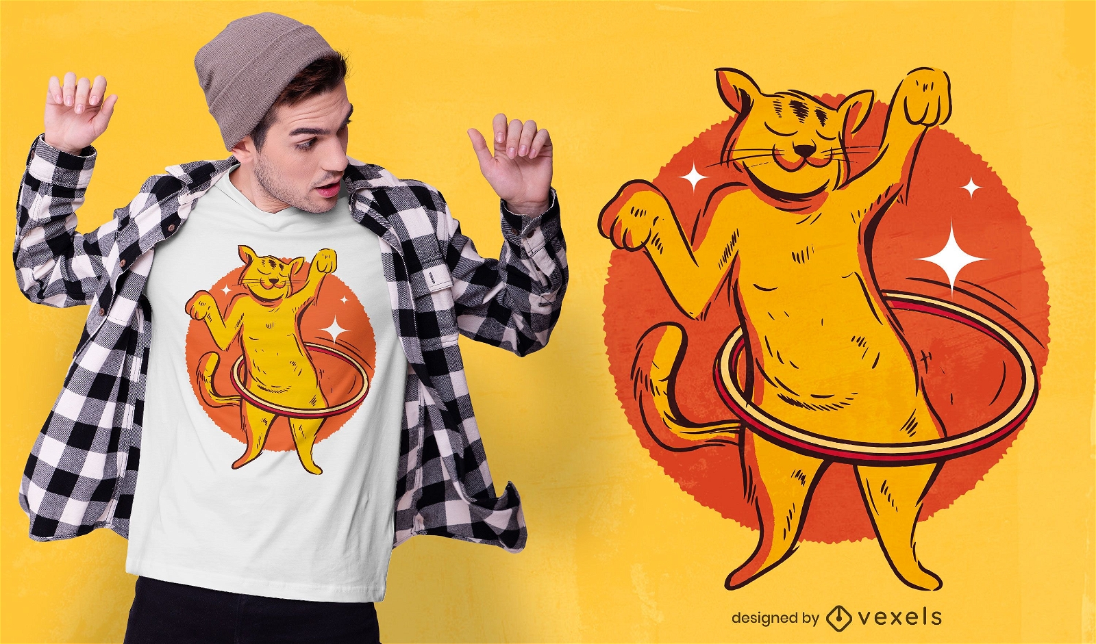 Design de t-shirt de gato hula hoop