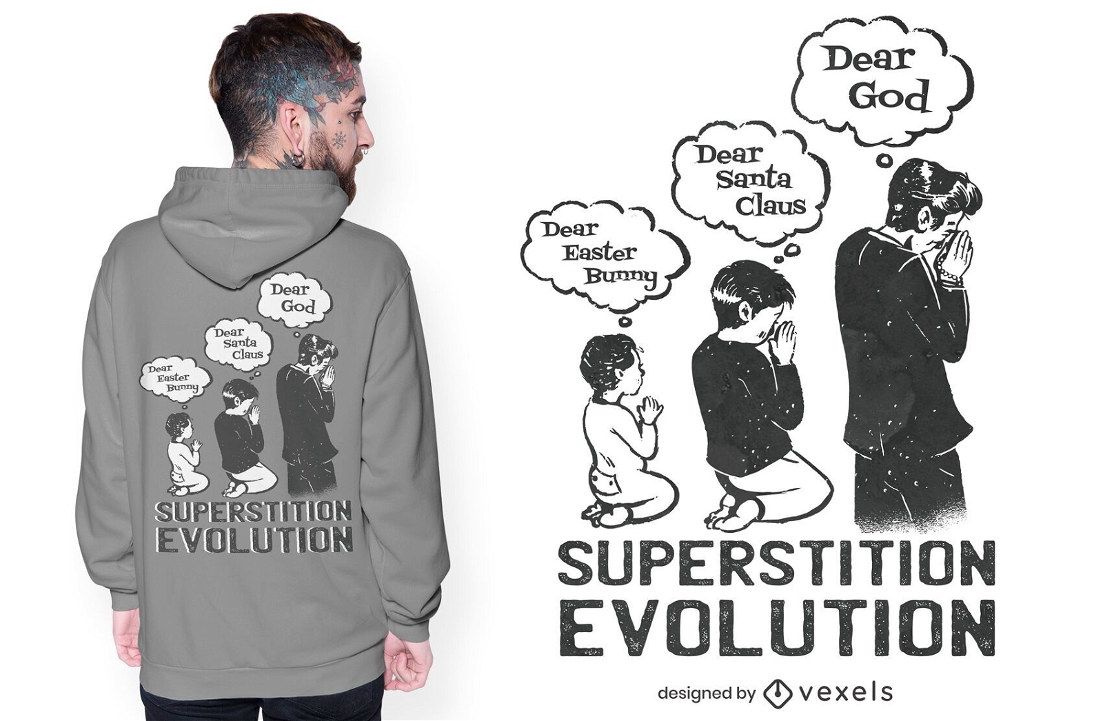 Dise?o de camiseta de evoluci?n de superstici?n.