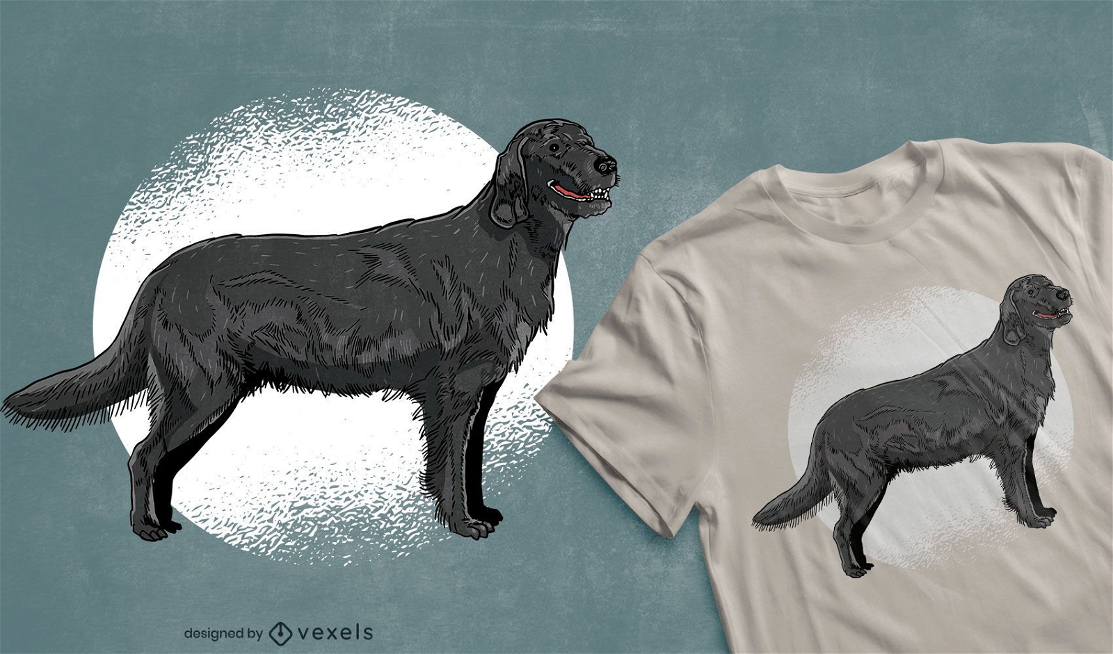 Black retriever dog t-shirt design