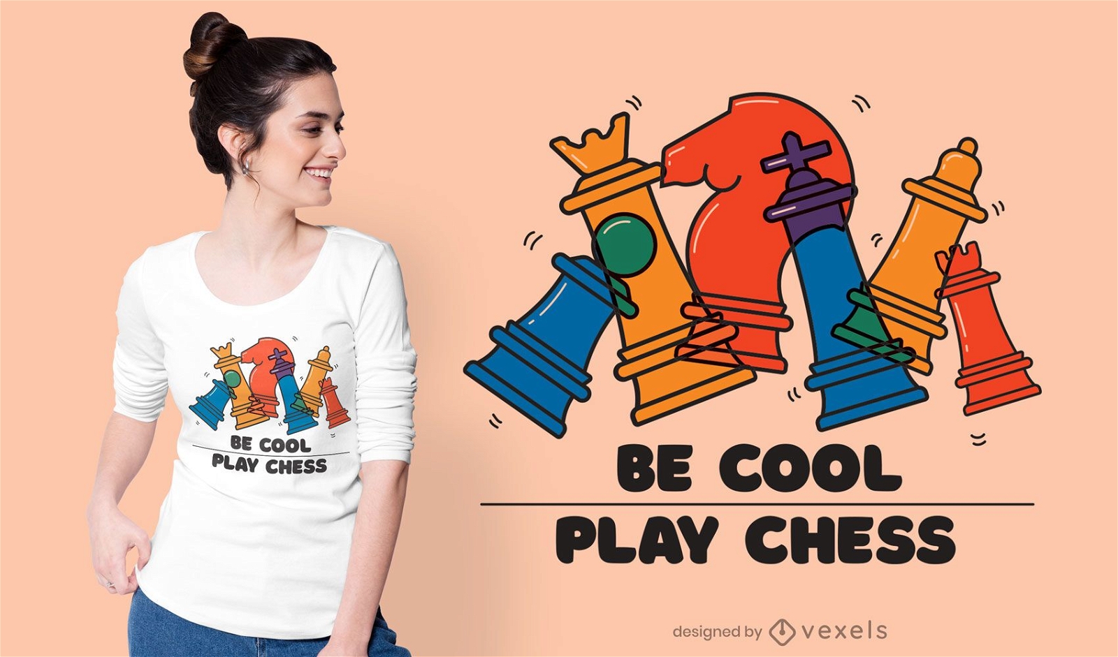 Seien Sie cool spielen Schach T-Shirt Design