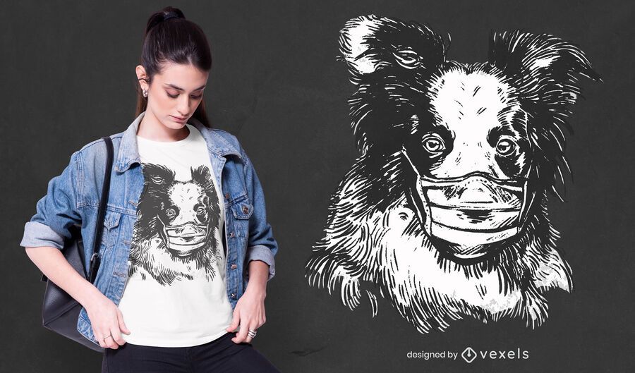Face mask collie t-shirt design Face mask collie t-shirt design