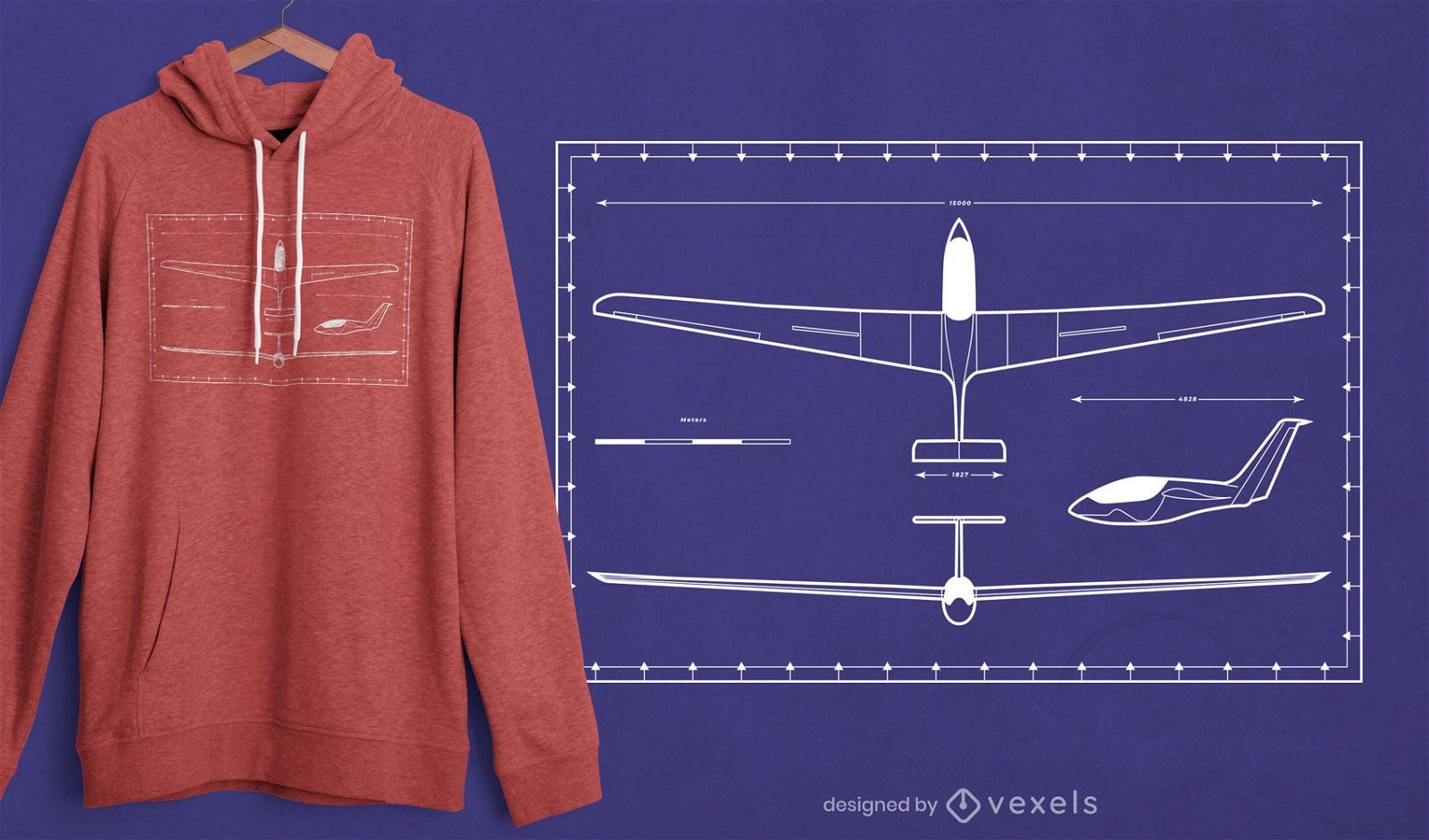 Plane blueprint t-shirt design