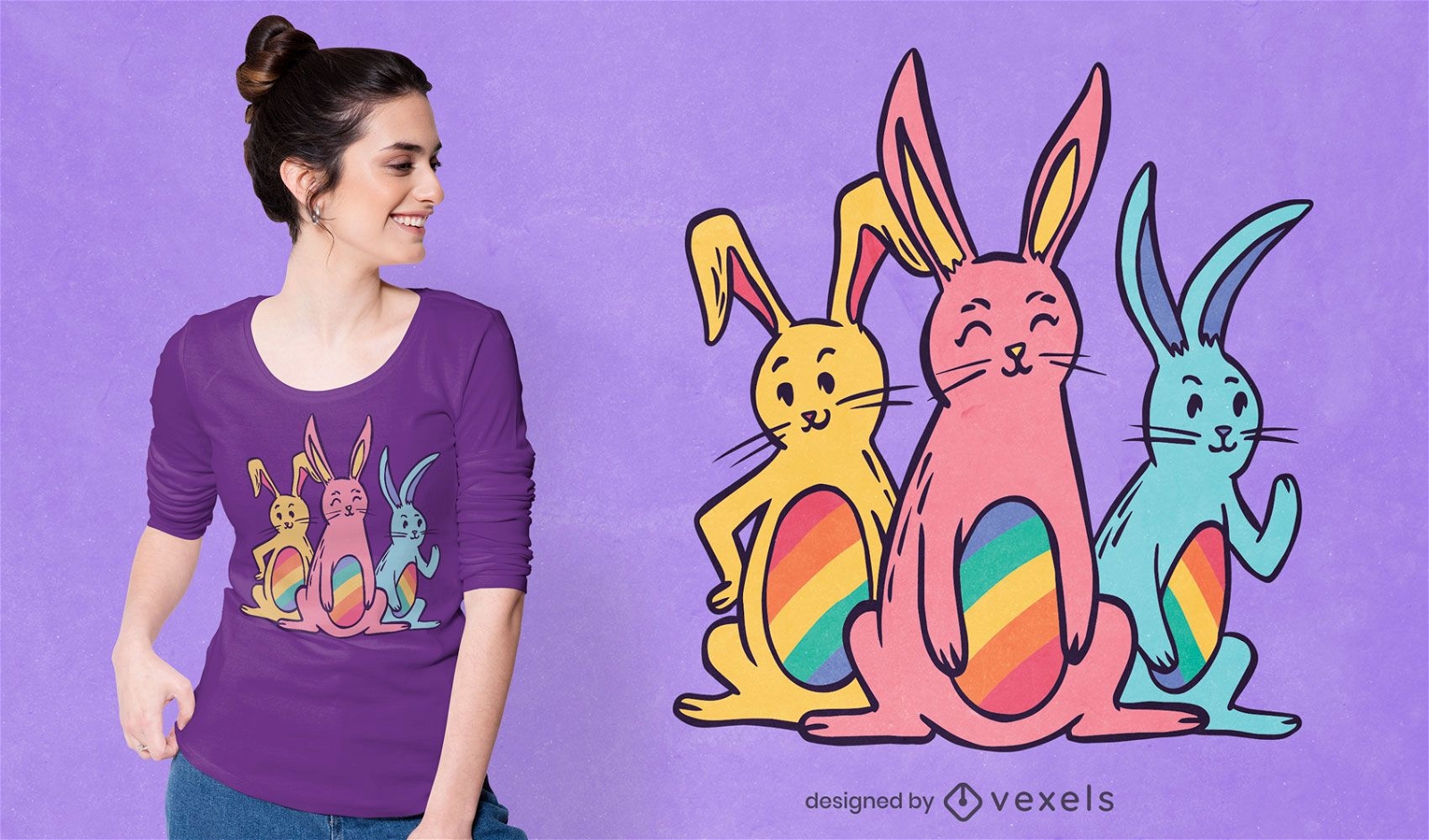 Design de t-shirt dos coelhos arco-?ris