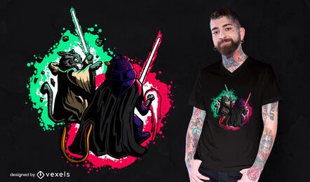 Cats light swords t-shirt design Cats light swords t-shirt design