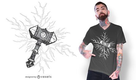 Wikinger-Hammer, der Donner-T-Shirt-Design freigibt