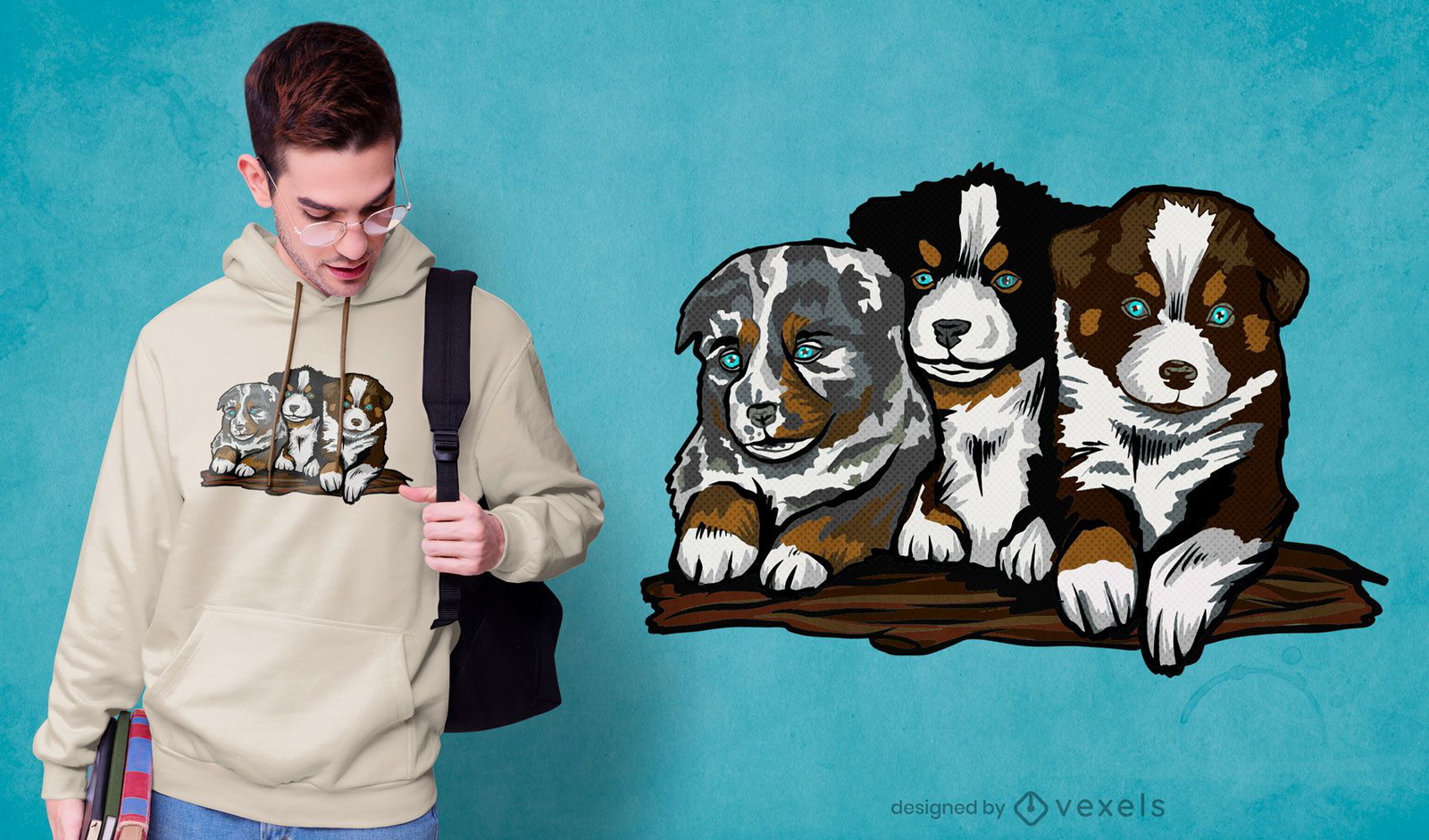 Australian shepherd puppies t-shirt design