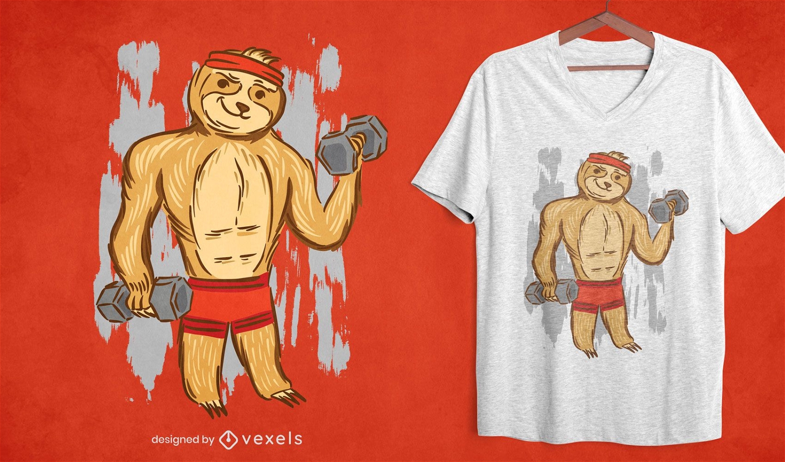 Diseño de camiseta fitness sloth.