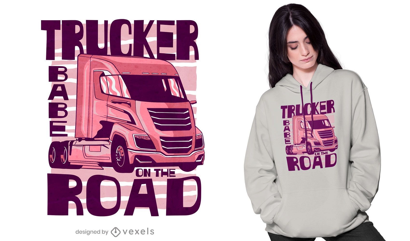 Design de t-shirt de estrada gata caminhoneiro