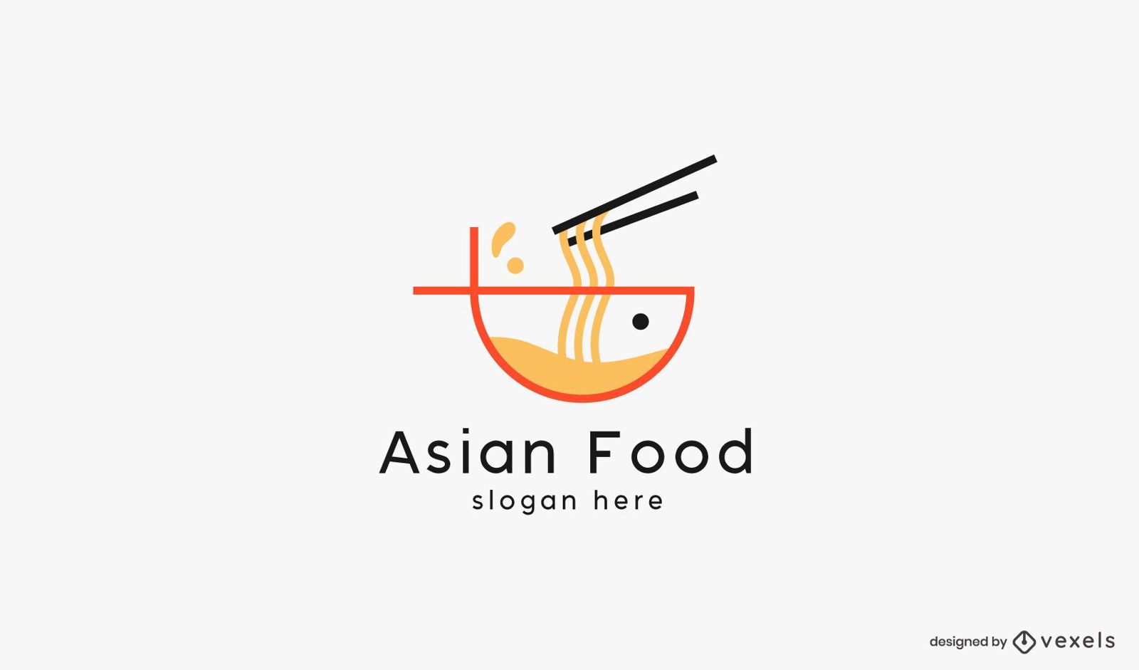 Modelo de logotipo de macarrão de comida asiática