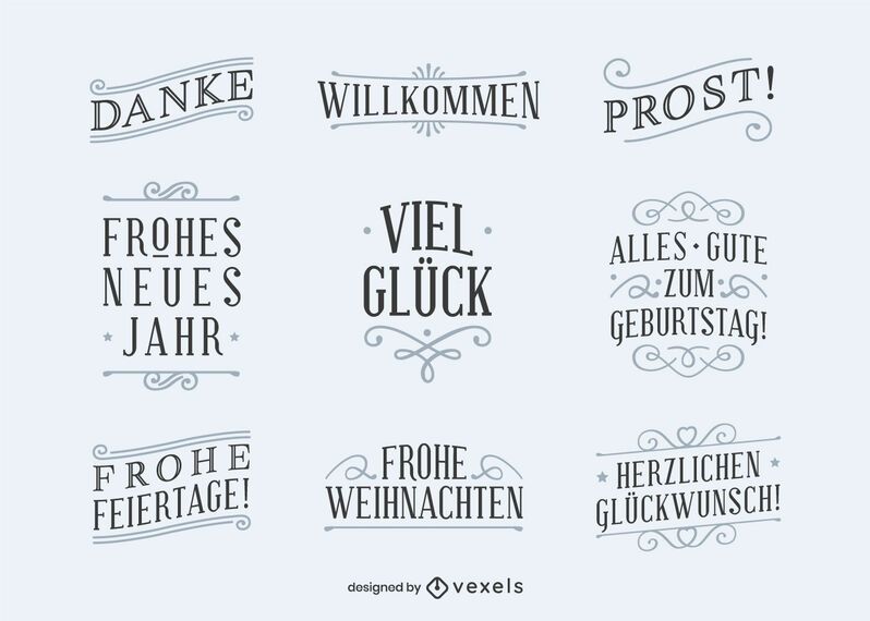 German good wishes lettering set German good wishes lettering set