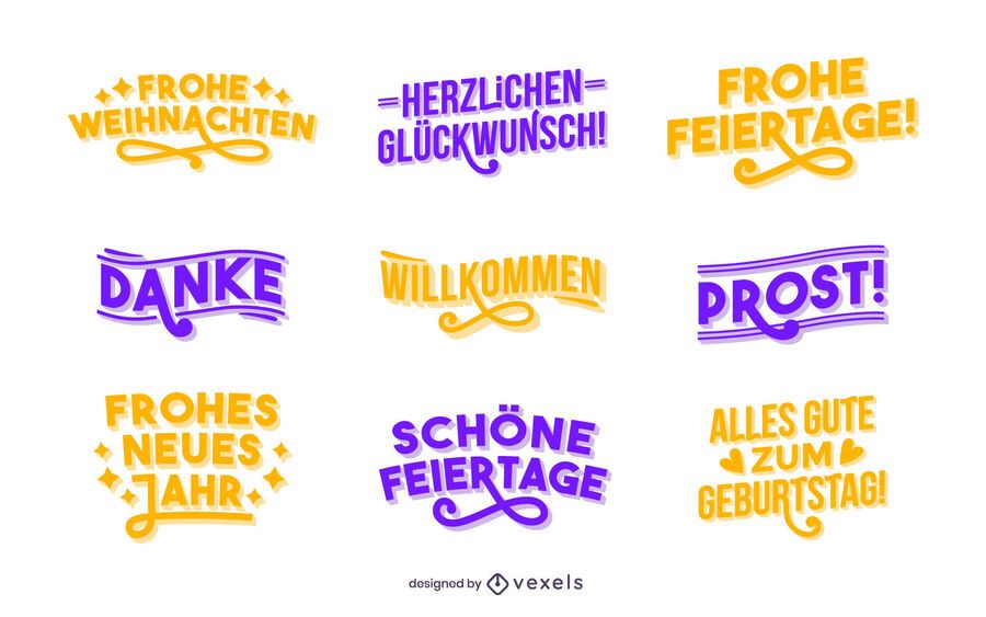 Good wishes lettering German set Good wishes lettering German set