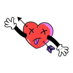Pegatina corazón con flechas Diseño PNG