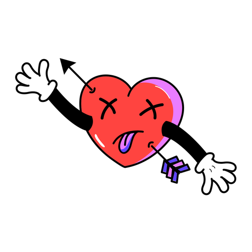 Pegatina corazón con flechas Diseño PNG