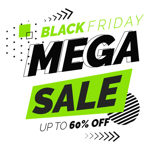 Emblema Black Friday Mega Sale Desenho PNG