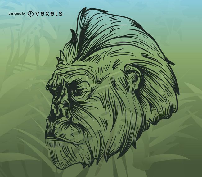 Ilustración de gorila sobre fondo tropical Ilustración de gorila sobre fondo tropical