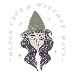 Black cats witches hats badge Transparent PNG
