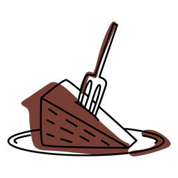 Chocolate cake piece color stroke PNG Design