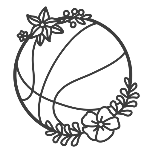 Golpe de bola de basquete floral Desenho PNG