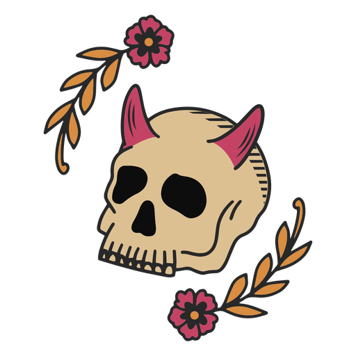 Blumenschädel Tattoo PNG-Design