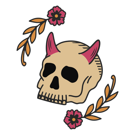 Tatuagem de caveira floral Desenho PNG