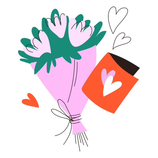 Doodle de buquê de flores Desenho PNG