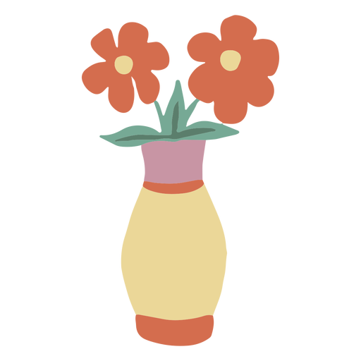 Blumenvase flach PNG-Design