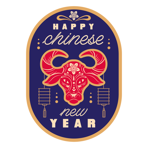 Happy chinese new year bull badge PNG Design