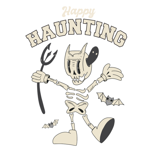 Happy haunting halloween badge PNG Design