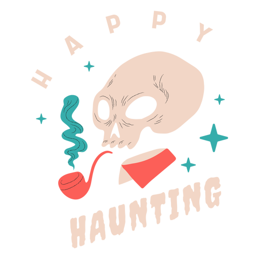 Happy haunting skull badge PNG Design